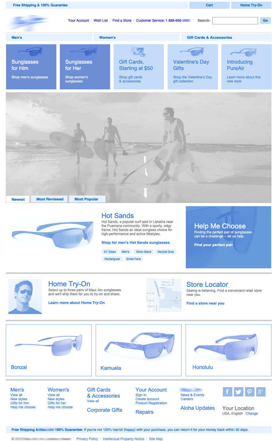 Homepage of website